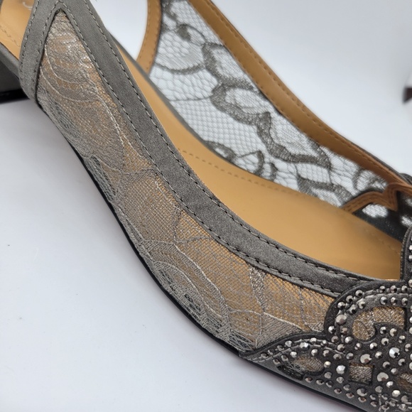 J. Renee Women's Faleece Lace/Satin Pumps Dark Gray 10.5M Block Heel - Picture 9 of 13